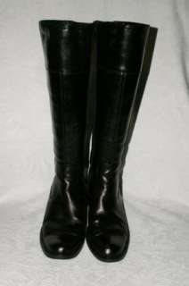 Born Crown Black Leather Side Zip Knee High Boots 8 /39 Womens  