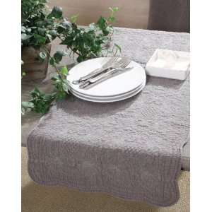  Sandwashed Cotton Quilted Table Runner, Grey