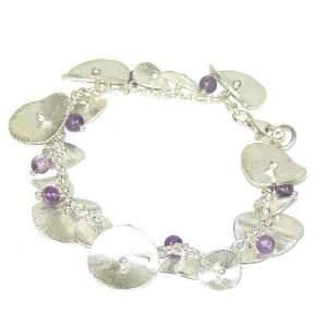   Beads and Brushed Sterling Silver Lily pad Bracelet (7) Jewelry