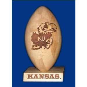 Kansas Jayhawks Solid Maple Wood Laser Engraved Football NCAA College 