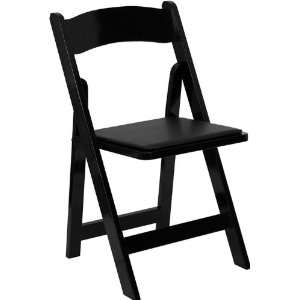   Flash Furniture Black Wood Folding Chair w/Padded Seat