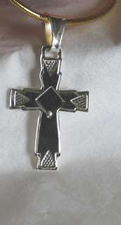 Crucifix pendant, 1 1/2 inch long, large bail .925 sterling  