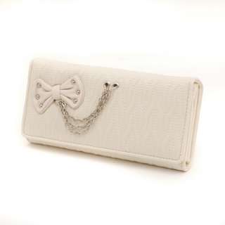 new women lady bowknot with chain Wallet button Purse  