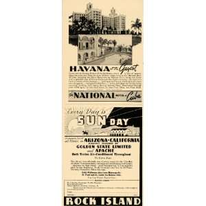   Ad Havana Hotel Cuba Sun Rock Island Arizona Heat   Original Print Ad