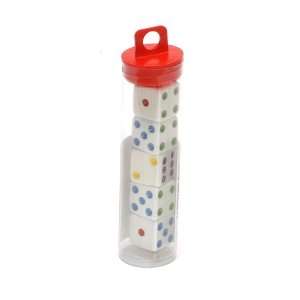   Cornered Opaque White with Multi colored spots Dice Toys & Games