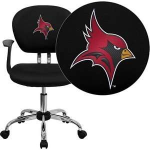   Cardinals Embroidered Black Mesh Task Chair with Arms and Chrome Base