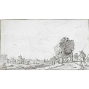   Goyen   32 x 18 inches   Landscape with a hay waggon