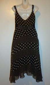 Absolutely gorgeous 100% silk black dress with gold polkadots dress by 