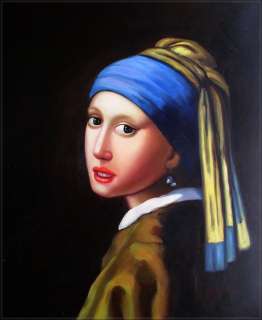 High Q. Hand Painted Oil Painting Girl with a Pearl Earring 20x24 