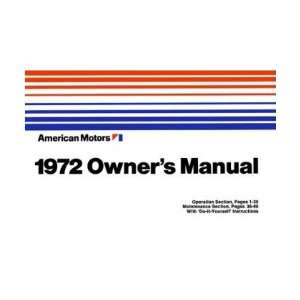  1972 AMC HORNET JAVELIN MATADOR Owners Manual User Guid 