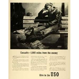 1942 Ad World War II Casualty Albert Dorne Art USO 