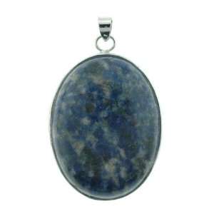 com Pendants   Dyed Lapis Jasper Oval Inlay Silver Plated Base Metal 