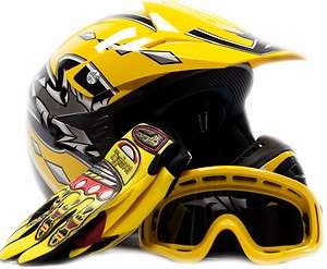 Helmet + Goggles Motocross Kids Youth ATV Dirt Bike M  