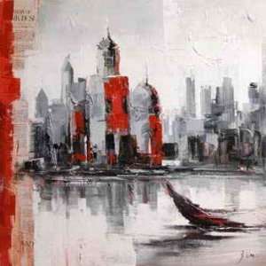 Beautiful city line Oil Painting on Canvas Hand Made Replica Finest 