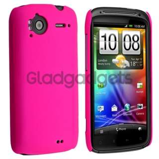new generic snap on rubber coated case for htc sensation hot pink rear 