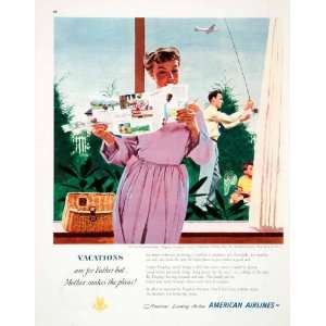  1950 Ad American Airlines Airplane Mother Father Flagship Vacations 