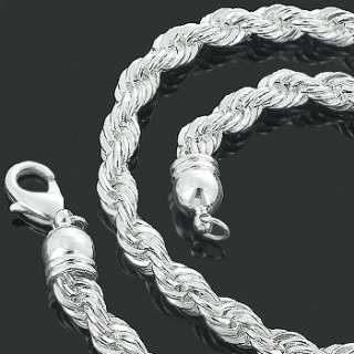 Mens 20 40 Inch Silver Plated 8 mm Thick French Rope Chain Hip Hop 