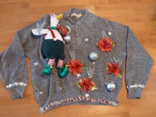 Mens TALKING Ugly CHRISTMAS Sweater Contest Size XXL XL DUCK Santa 