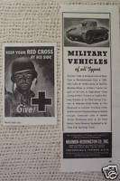 1945 WWII OLD ADS MILITARY RED CROSS TOOLS BOMBS TRUCK  