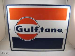   PORCELAIN GULF GULFTANE GAS STATION PUMP ADVERTISING SIGN  