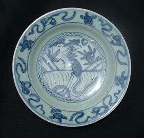 Fine Ming Wanli   Blue and White Plate w/ Phoenix #1  