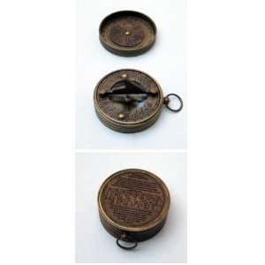REAL SIMPLEHANDTOOLED HANDCRAFTED POCKET SUNDIAL COMPASS WITH LID