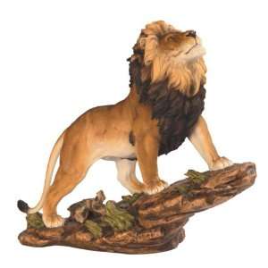  Prideful Savannah Lion on Brown Rock Wildlife Decoration 
