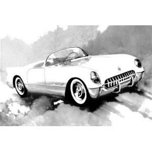  1955 Corvette GM Classic Car   General Motors Wood Mounted 