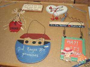 six WOODEN CLASSROOM WALL HANGINGS WITH SAYINGS SABX2  