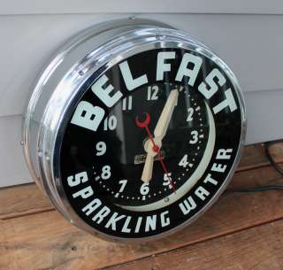 ANTIQUE Vintage Deco Glo Dial Belfast Sparkling Water Neon Sign Clock 
