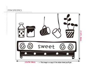 SWEET KITCHEN Removable Wall Decor Vinyl Decal Stickers  
