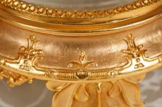 Pair XL Empire Vases Urns French Glass Satyr Ormolu  