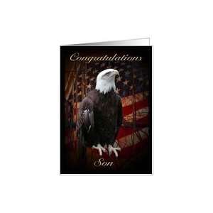  Congratulations, Son, Proud Eagle with Flag Card Health 