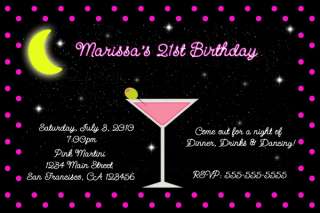 PINK MARTINI COCKTAIL PARTY 21ST BIRTHDAY INVITATIONS  
