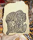 Rustic WILD LIONS Carved African SAFARI STONE Art Statue, NEW, Very 