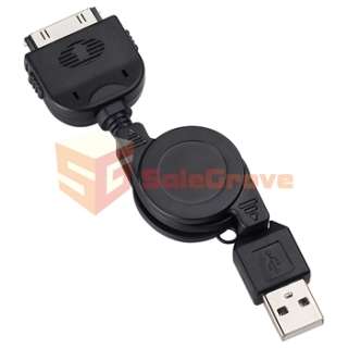 Retractable Black USB Data Sync Charger CABLE CORD WIRE For Iphone 4 