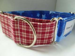 NEW Two Fabric Stars and Stripes 1.5 Martingale Collar  