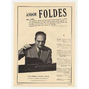  1948 Pianist Andor Foldes Photo Booking Print Ad (Music 