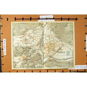    Map 1928 Colour Street Plan Gries Bozen Italy Fagen