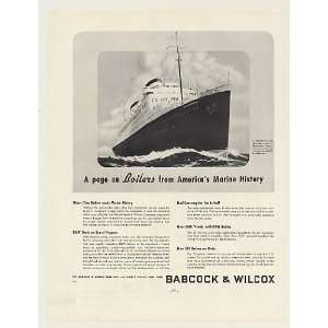  1937 SS Washington Ship Babcock & Wilcox Boilers Print Ad 