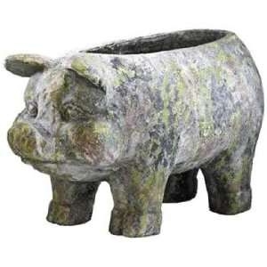  Aged Mossy Pig 24 Wide Ceramic Planter Patio, Lawn 