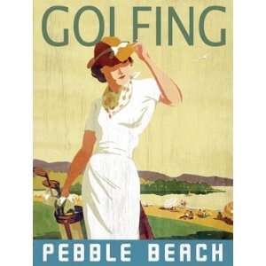  Vintage Pebble Beach Golf Wood Sign Art