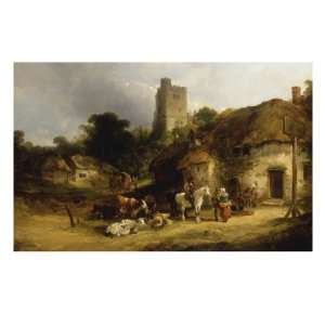  Villagers with their Animals outside the Plough Inn Giclee 