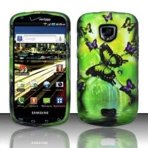 GREEN BUTTERFLY Hard Rubber Feel Plastic Design Case for Samsung Droid 