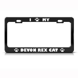 Devon Rex Cat Black Animal Metal license plate frame Tag Holder