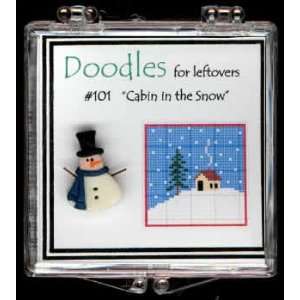  Doodles   Cabin in the Snow (snowman) (cross stitch) Arts 