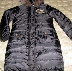 ROCAWEAR Girls 3/4 Length Winter Coat/Jacket size 16 Black Quilted 