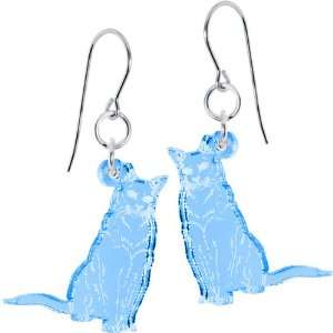  Light Blue Itty Bitty Burmese Kitty Cat Earrings Jewelry