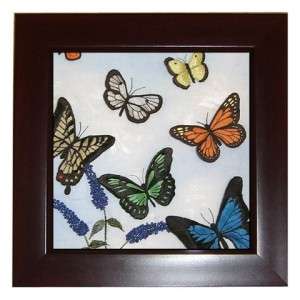 Butterflies Fly Color Wall Decor Framed Tile, Art Tile  