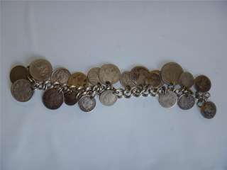   INDIA Silver MONEY lot 1812 ITALY circa 1800s COIN bracelet  